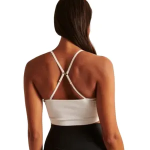 Abercrombie & Fitch Ribbed V-Neck Bralette Off-White Small thumbnail 2