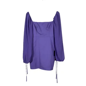 NWT Lulus Lace-Up Back Solid Mini Dress Purple Romantic Puff Sleeve Size S thumbnail 3