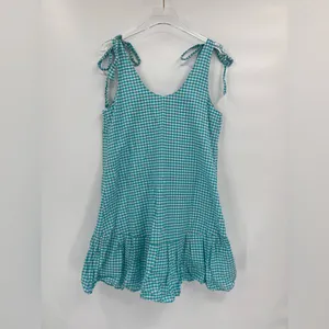 Amanda Uprichard‎ teal gingham sleeveless dress size large thumbnail 3