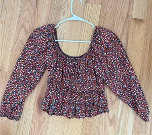 ZARA Top Floral Print Black thumbnail 1