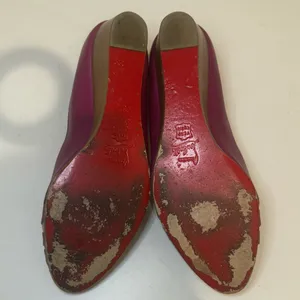 CHRISTIAN LOUBOUTIN Vintage Y2K Fuchsia Purple Peep-Toe Wedges Mesh Cutouts 40.5 thumbnail 7