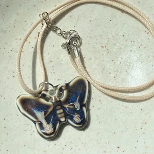 Handmade ceramic butterfly boho chic cute necklace 🦋🤎 thumbnail 1