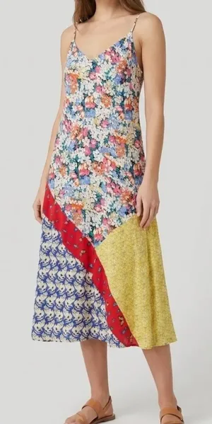 Anthropologie 52 Conversations Colloquial Bias Patchwork midi Dress thumbnail 1