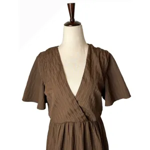 Showpo Cryzel Midi Dress Women 4 Brown Flutter Sleeve Tiered Boho Minimalist thumbnail 5