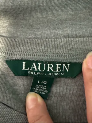 Ralph Lauren Gray Long-Sleeve Crewneck Top Sz L thumbnail 3