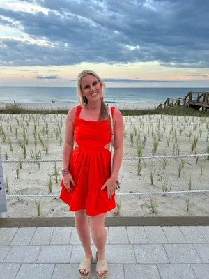 Orange Cut Out Ruched Ruffle Hem Cami Dress thumbnail 3