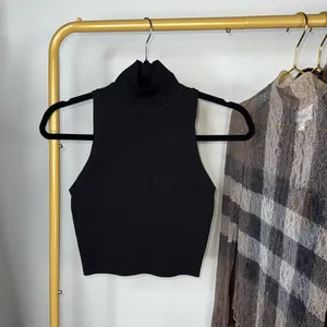 Zara Black Sleeveless Mock Neck Cropped Knit Top Womens Small EUC thumbnail 2