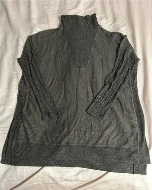 Daily Practice by Anthropology Mock-neck Brown Ribbed Sweater. thumbnail 1
