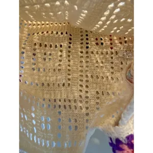 Boho Crochet Granny Square Hobo Shoulder Bag Cream Multi Retro y2k whimsi dainty thumbnail 4