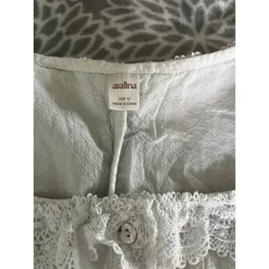 White Lace Trim Sleeveless Top Medium Cottagecore Coquette Boho Chic Milkmaid thumbnail 2