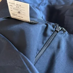 NWOT Alfred Sung Midnight Off the Shoulder Satin Gown Navy D11S 8 R thumbnail 3