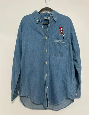 Vintage Store Mickey Cintas Employee Uniform Denim Button Down Shirt sz M thumbnail 1