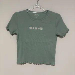 Hollister Sage Green‎ Daisy Embroidered baby lettuce Tee green size small thumbnail 1