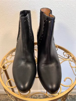 Patricia Green Black Leather Studded Chelsea Ankle Bootie Size 7 thumbnail 2