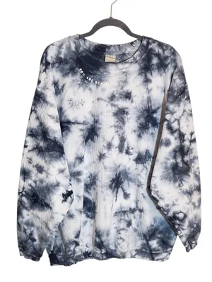 Chicka-D Gray and White Tie Dye You Are Beautiful Oversized Pullover Size XL thumbnail 1