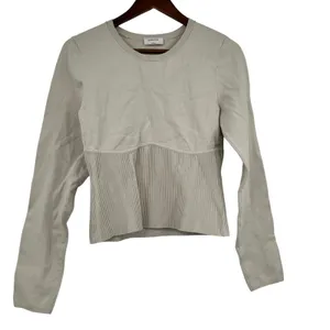 Aritzia Babaton Sculpt Knit Empire Longsleeve refinery off white top size large thumbnail 2