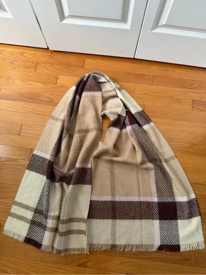 Barbour Blair Tartan Scarf in Muted Cabernet Purple thumbnail 2