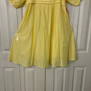 Sweet Wanderer Yellow Pleated Puff Sleeve Maternity Knee Length Dress XL thumbnail 5