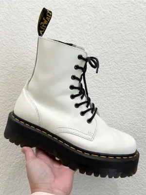 DR. MARTENS Jadon White Leather Chunky Platform Lace Up Boots Women’s Size US 9 thumbnail 8