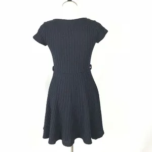 Gracia Cable Knit Textured Skater Mini Dress Fit Flare Black Scoop Neck S thumbnail 7