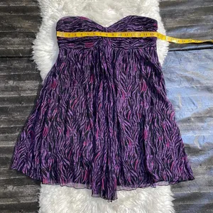 Y2k Express Purple Pink Black Zebra Strapless Mini Dress Animal Print Grunge Emo thumbnail 6