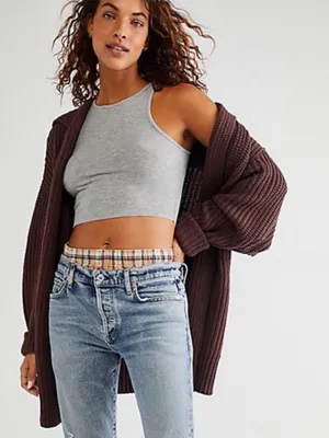 Free People Swim Too Deep Cardi size XS in Brown oversized button front ribbed thumbnail 3