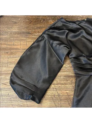 h:ours Cristiano Black Satin‎ Mini Dress Ballon Sleeves Size Small EUC thumbnail 6