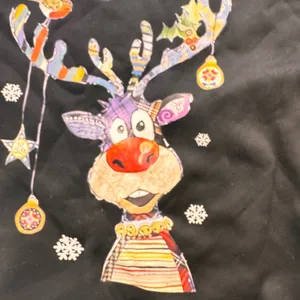 Black Reindeer‎ Christmas Crewneck Sweatshirt Fun Holiday Festive Ugly Sweater thumbnail 2