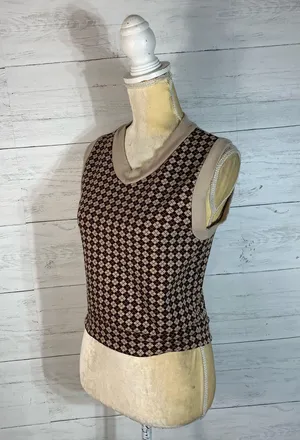 Urban Romantics Y2K Argyle Vest Women’s M Brown Preppy Retro Lightweight Academia thumbnail 4
