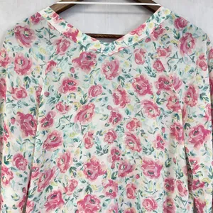 Lauren Conrad Floral‎ Blouse Women Medium Flowy Cottage Feminine Dainty Coquette thumbnail 7