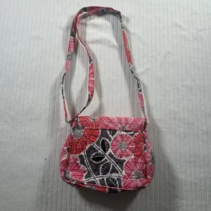 Vera Bradley Floral Quilted Crossbody Shoulder Bag Pink Gray Cotton Purse thumbnail 5