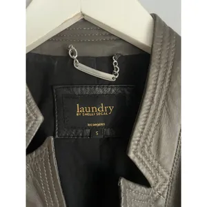Laundry by Shelli Segal Taupe Brown Leather Moto Jacket Minimalist‎ size Small thumbnail 3