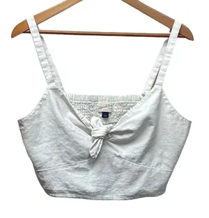 Universal Threads Linen Blend smocked cropped top White Size Large thumbnail 1