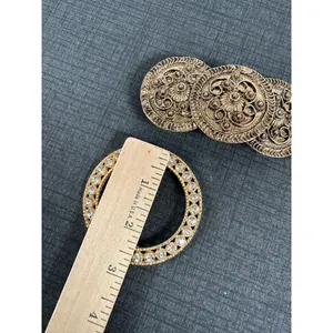 Lot of 2 Vintage Belt Buckles Rhinestones Boho Gold Tone‎ Chunky Statement thumbnail 6