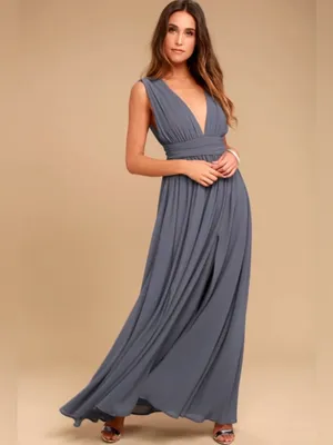 Lulus Heavenly Hues Denim Blue Maxi Dress thumbnail 4