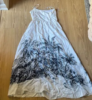 Christian Dior White and Black Tropical Print Dress thumbnail 1