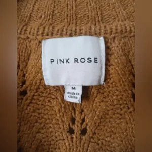 Pink Rose Camel Brown Open Knit Collared Cropped Sweater -‎ Size M thumbnail 10