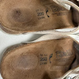Birkenstock Birki's 39 L8 Sandals Florida Birko-Flor White Patent Triple Strap Slide Germany thumbnail 8