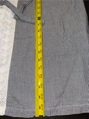 Eileen West Blue Gingham Cotton Robe White Lace Trim Tie Waist Cover Up thumbnail 6