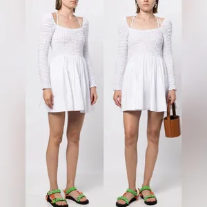 NEW STAUD cassidy Long sleeves mini dress white Sz S thumbnail 3
