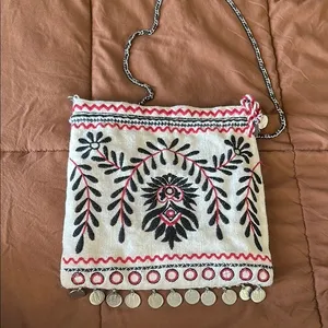 Free People Emmie White Cotton Crossbody Bag with Chain Strap thumbnail 3