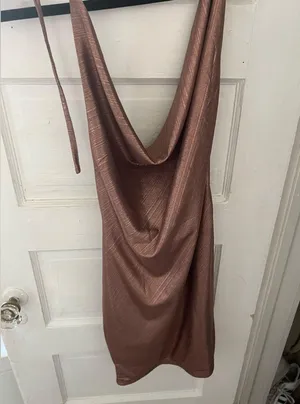 Revolve DNA Cowl Neck Rose Gold Mini Dress thumbnail 3