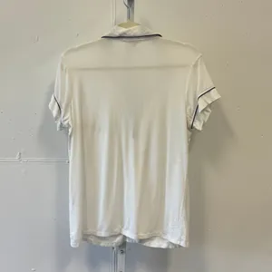 Eberjey Gisele Short Sleeve Pajama Top White Navy Piping Modal Size Medium thumbnail 2