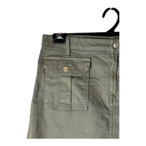 7 For All Mankind Skirt Women‎ 32 Olive Green Moss Utility Pocket Raw Hem Mini thumbnail 4