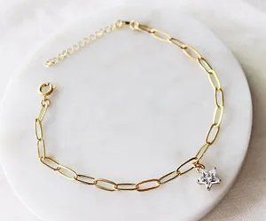 CZ Start Charm Bracelets, delicate Bracelets Gold thumbnail 2