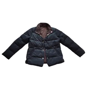 Talbots Puffer Coat Jacket Black Reversible Brown Down Puffer Medium Petite thumbnail 8