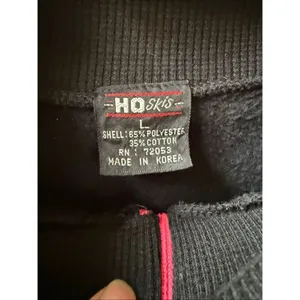 Vintage 80s 90s Ho Skis 1/4 Zip Tunic Sweatshirt Black Neon Pink Blue L thumbnail 5