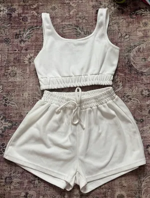 SHEIN White Lounge Shorts and Tank Set thumbnail 1