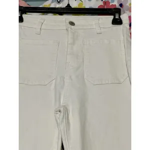 Sinsay Denim High Rise White Flared Leg Stretch Pockets Sz 24 Waist 32 Inseam thumbnail 5