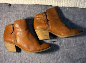 Frye Cognac Leather Ankle Booties with Side Zip Size 8.5 thumbnail 1